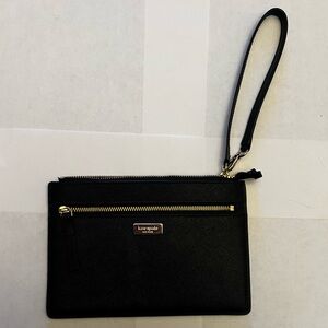 Kate Spade Black Wristlet with Gold Accents